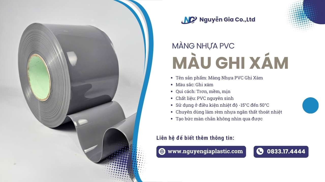 Cuộn Màng Nhựa PVC Ghi Xám